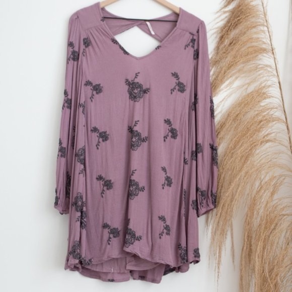 Free People Purple Austin Embroidered Floral Dress - Picture 3 of 6